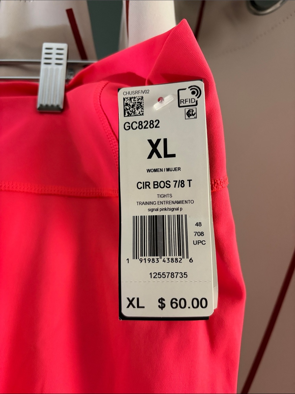 adidas Hot Pink Capri Leggings with White Logo - Picture 3 of 5